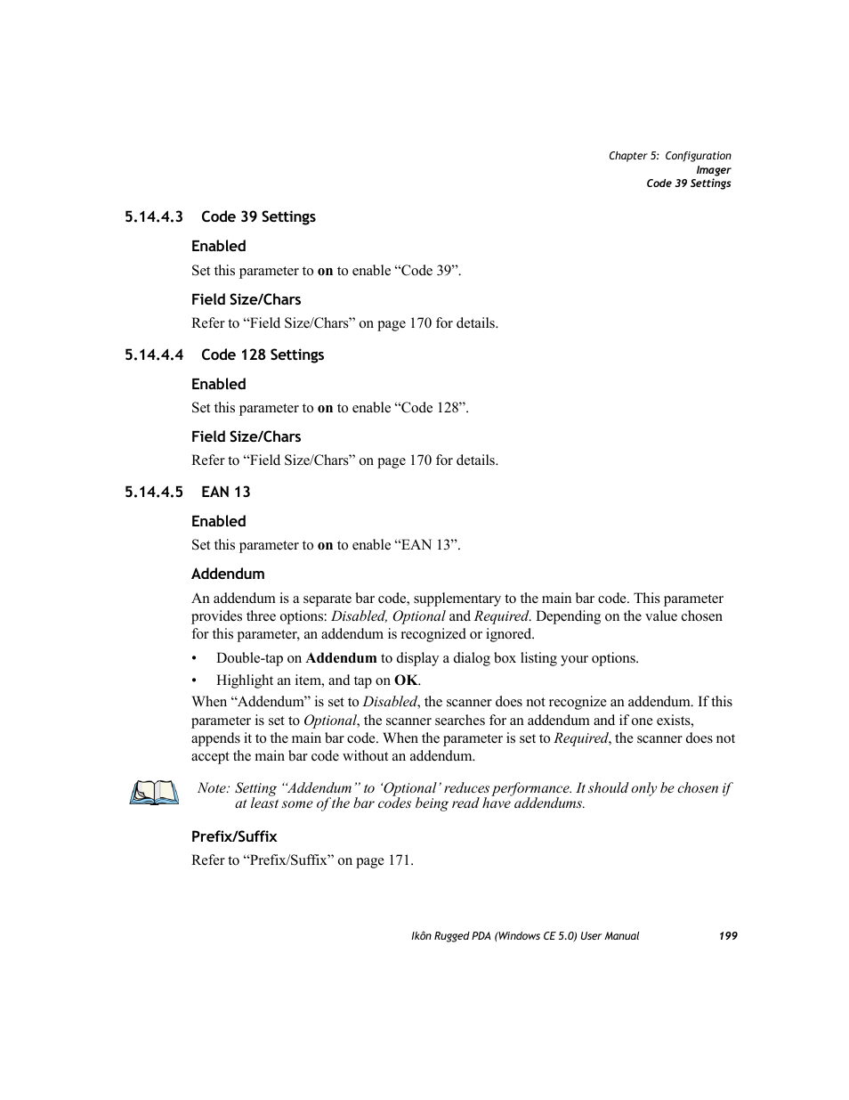 3 code 39 settings, 4 code 128 settings, 5 ean 13 | PYLE Audio IKON RUGGED 7505-BTSDCMHC25 User Manual | Page 211 / 324