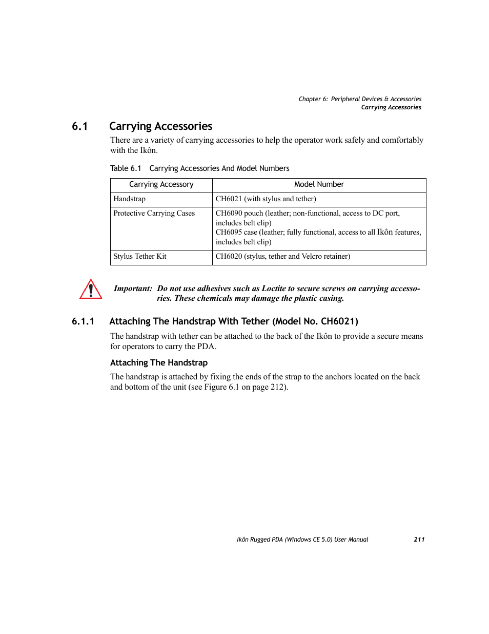 1 carrying accessories, Carrying accessories 6.1.1 | PYLE Audio IKON RUGGED 7505-BTSDCMHC25 User Manual | Page 223 / 324