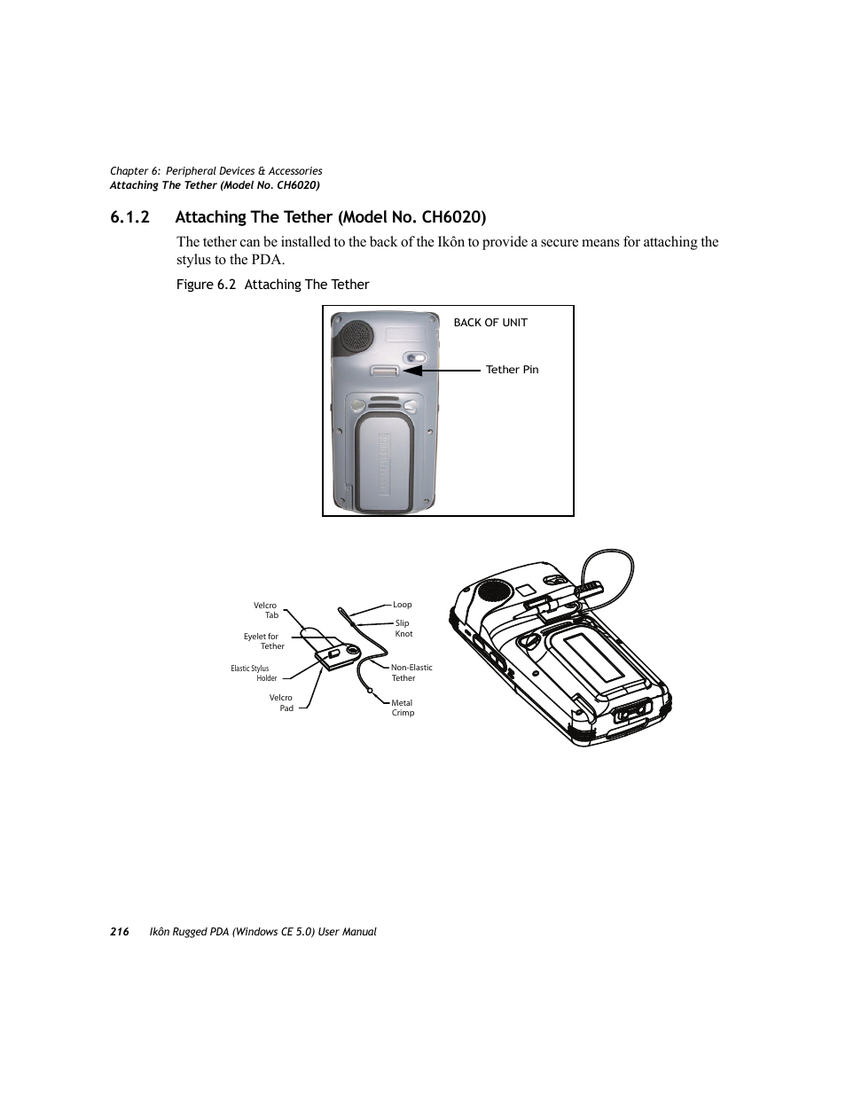 2 attaching the tether (model no. ch6020), Attaching the tether (model no. ch6020) | PYLE Audio IKON RUGGED 7505-BTSDCMHC25 User Manual | Page 228 / 324
