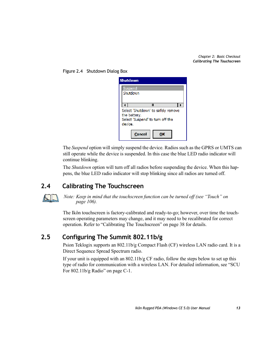 4 calibrating the touchscreen, 5 configuring the summit 802.11b/g, Calibrating the touchscreen | Configuring the summit 802.11b/g | PYLE Audio IKON RUGGED 7505-BTSDCMHC25 User Manual | Page 25 / 324