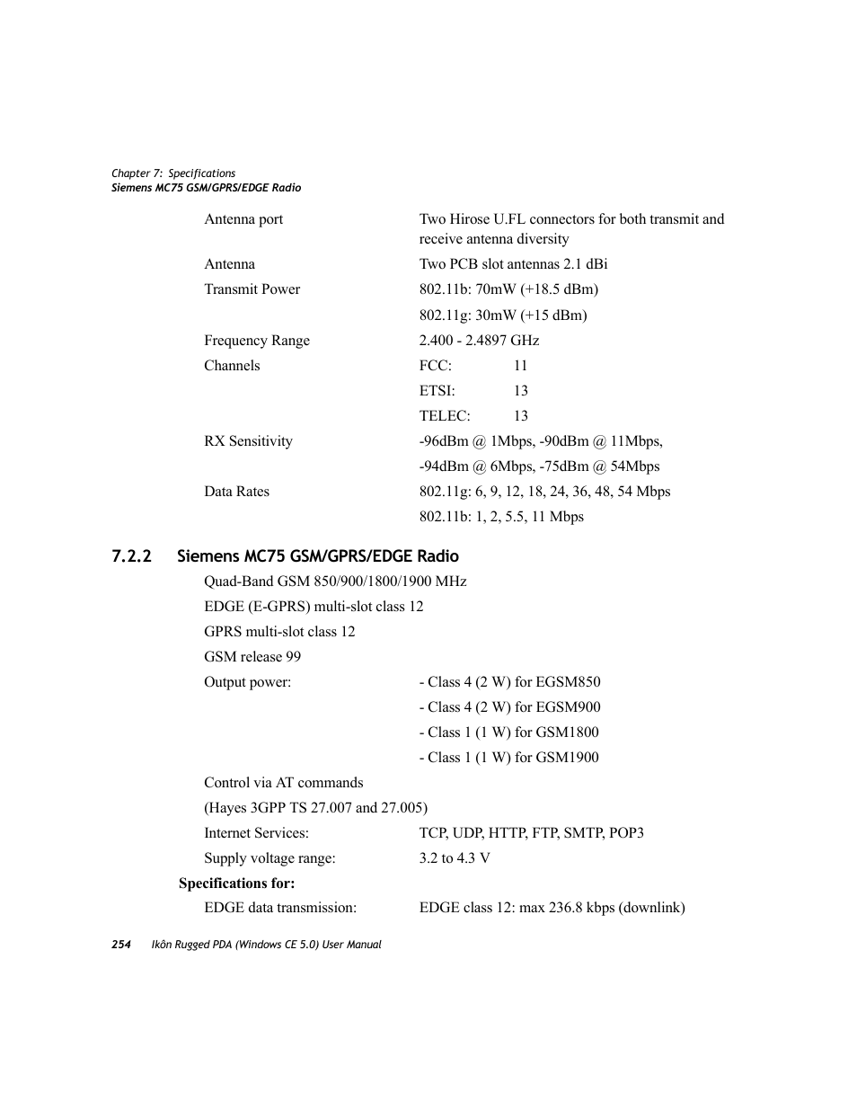 2 siemens mc75 gsm/gprs/edge radio, Siemens mc75 gsm/gprs/edge radio | PYLE Audio IKON RUGGED 7505-BTSDCMHC25 User Manual | Page 266 / 324