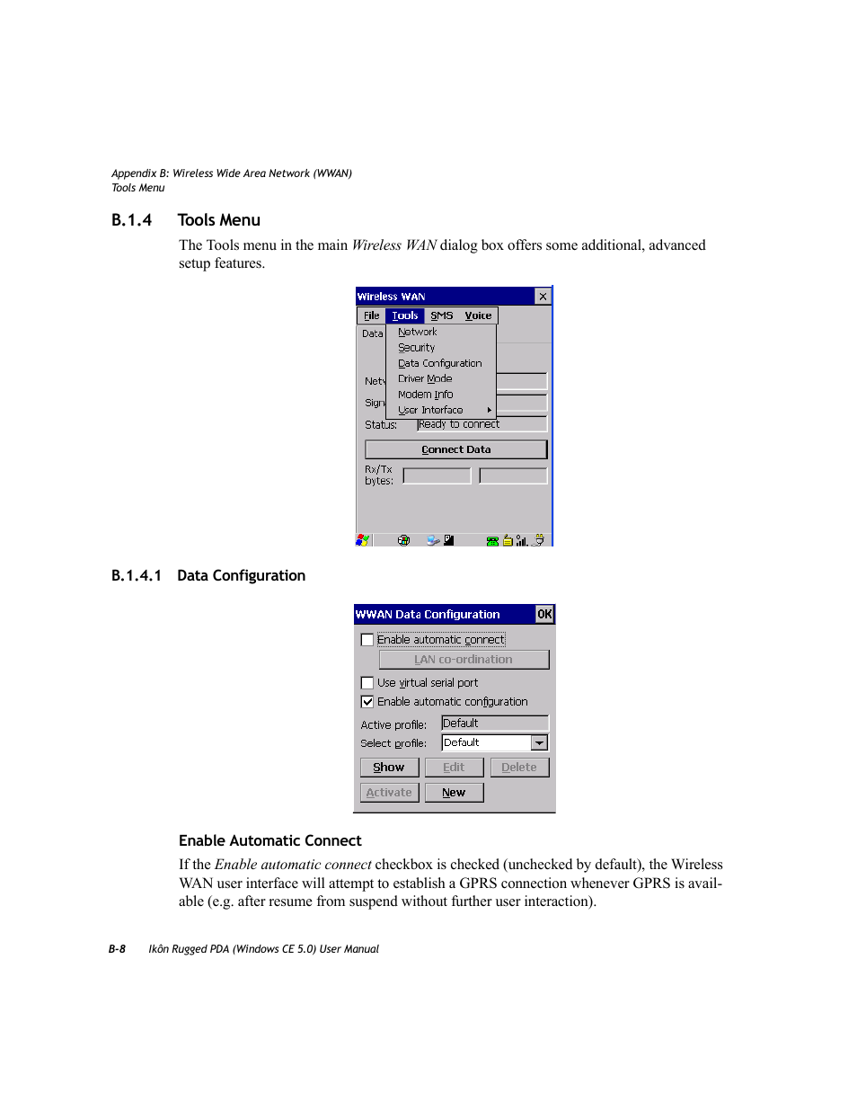 B.1.4 tools menu, B.1.4.1 data configuration, B.1.4 | PYLE Audio IKON RUGGED 7505-BTSDCMHC25 User Manual | Page 288 / 324