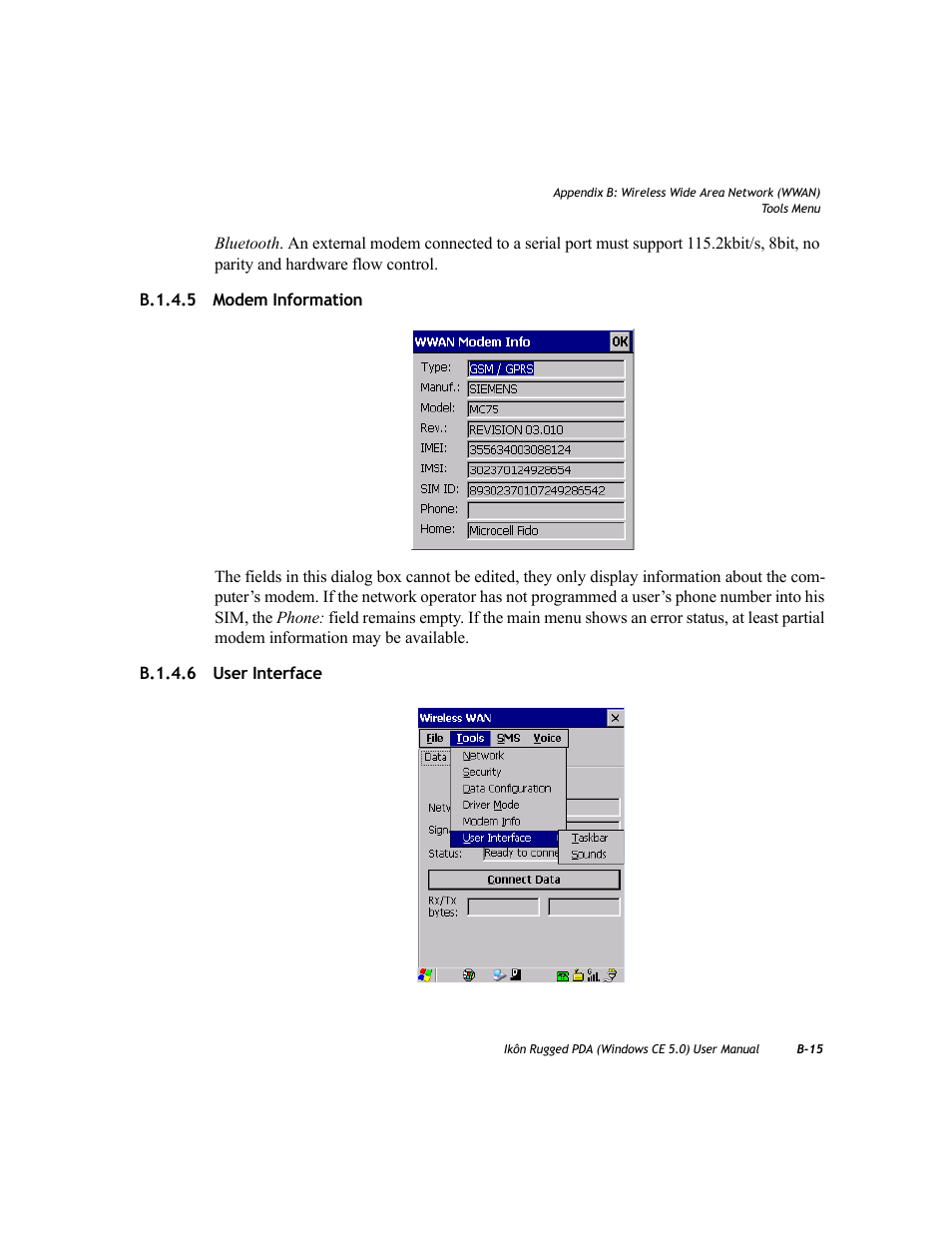 B.1.4.5 modem information, B.1.4.6 user interface | PYLE Audio IKON RUGGED 7505-BTSDCMHC25 User Manual | Page 295 / 324