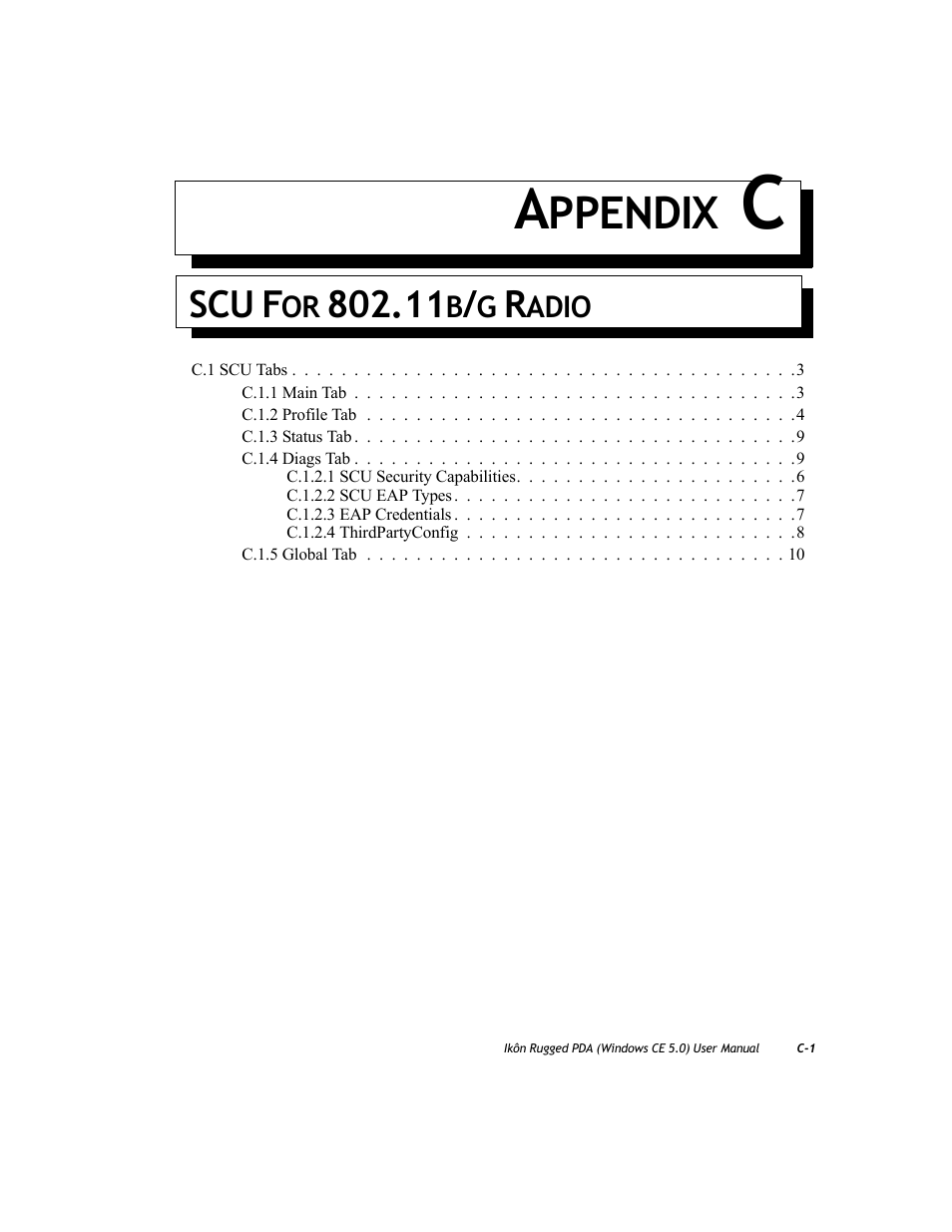 Appendix c: scu for 802.11b/g radio, Ppendix, Scu f | PYLE Audio IKON RUGGED 7505-BTSDCMHC25 User Manual | Page 301 / 324