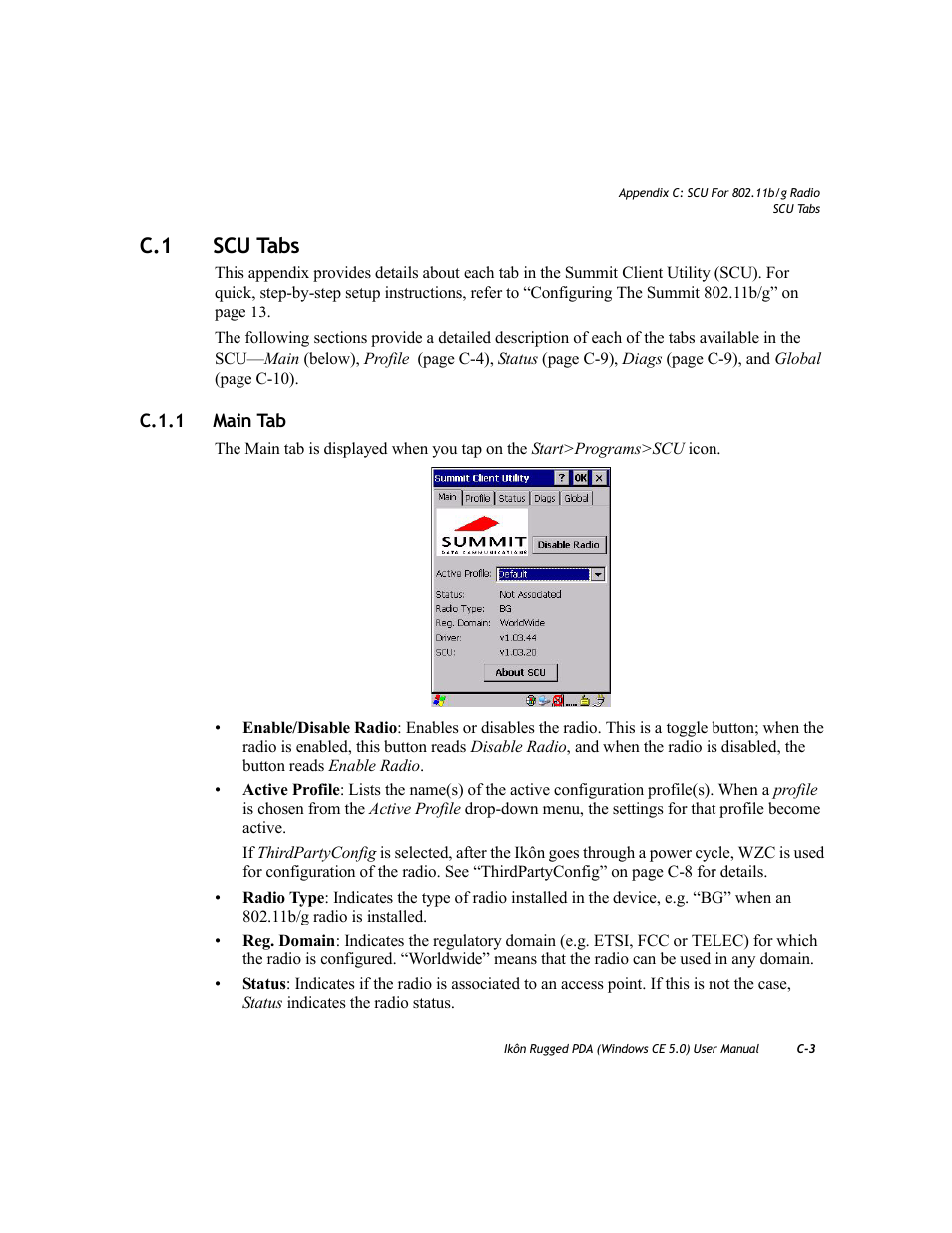 C.1 scu tabs, C.1.1 main tab | PYLE Audio IKON RUGGED 7505-BTSDCMHC25 User Manual | Page 303 / 324