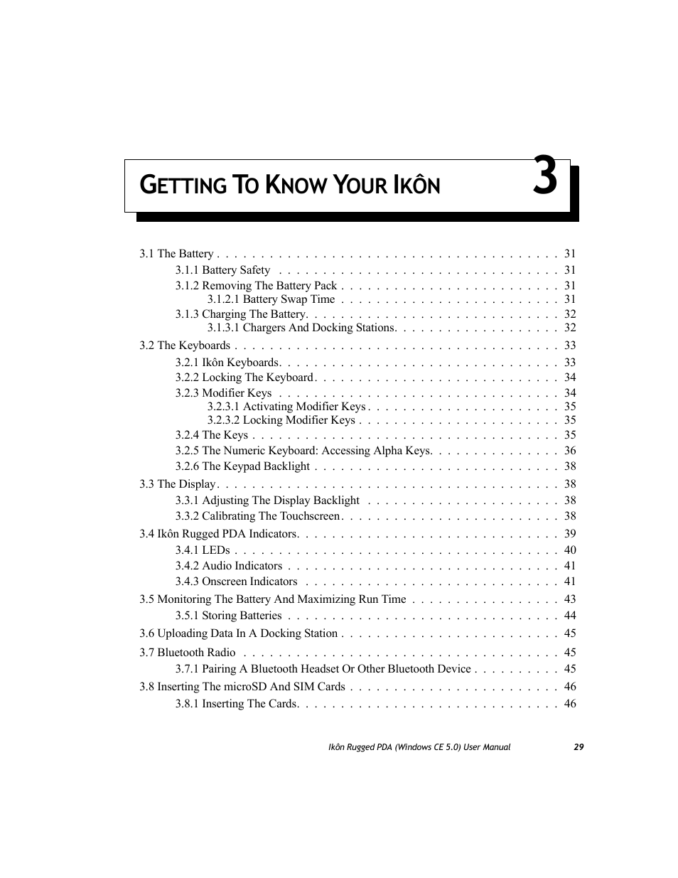 Getting to know your ikôn 3, Chapter 3: getting to know your ikôn, Etting | PYLE Audio IKON RUGGED 7505-BTSDCMHC25 User Manual | Page 41 / 324