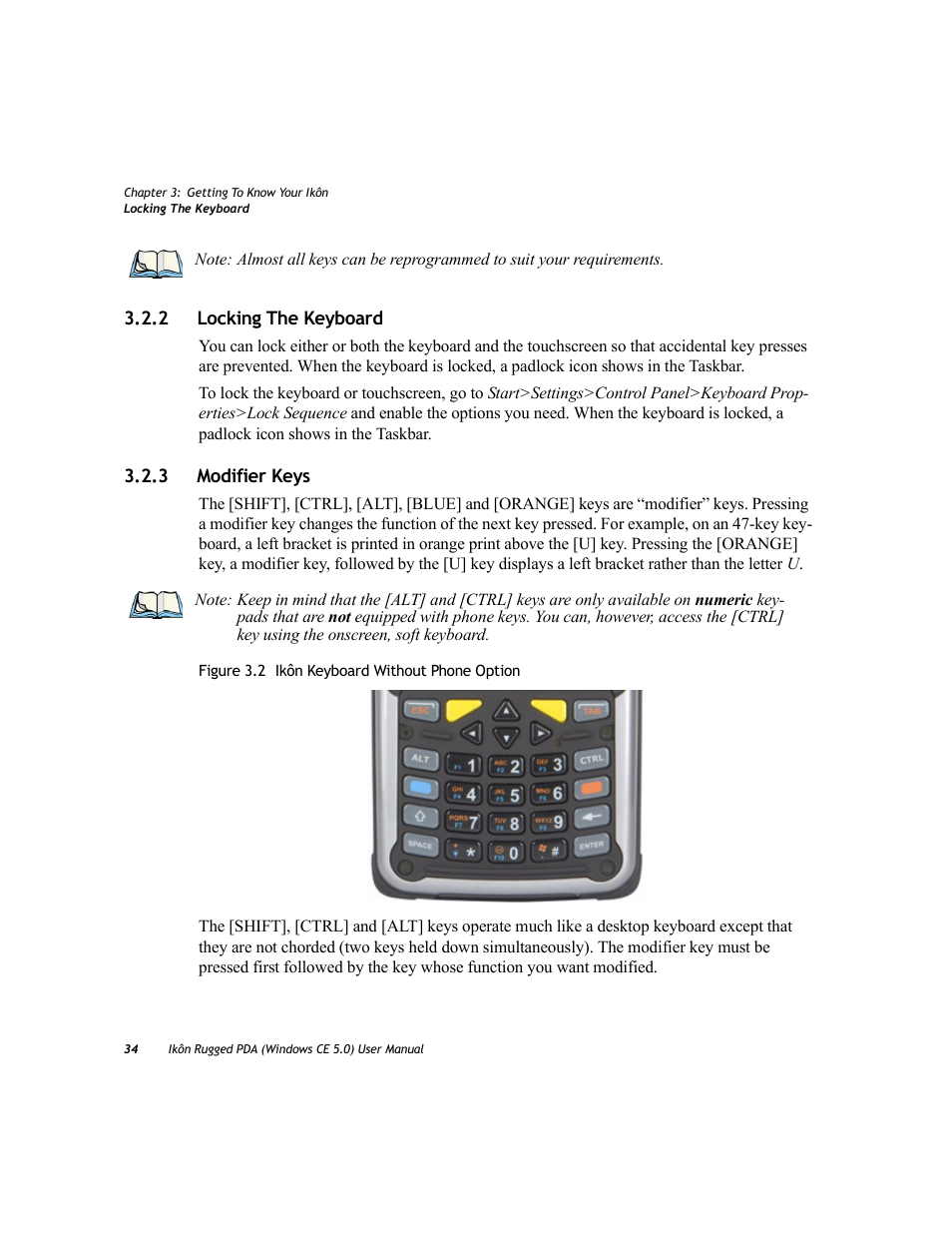 2 locking the keyboard, 3 modifier keys, Locking the keyboard | Modifier keys, 2 locking the keyboard 3.2.3 modifier keys | PYLE Audio IKON RUGGED 7505-BTSDCMHC25 User Manual | Page 46 / 324