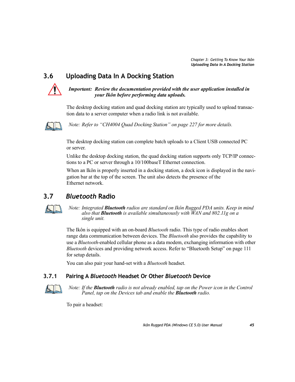 6 uploading data in a docking station, 7 bluetooth radio, Uploading data in a docking station | Bluetooth, Pairing a | PYLE Audio IKON RUGGED 7505-BTSDCMHC25 User Manual | Page 57 / 324