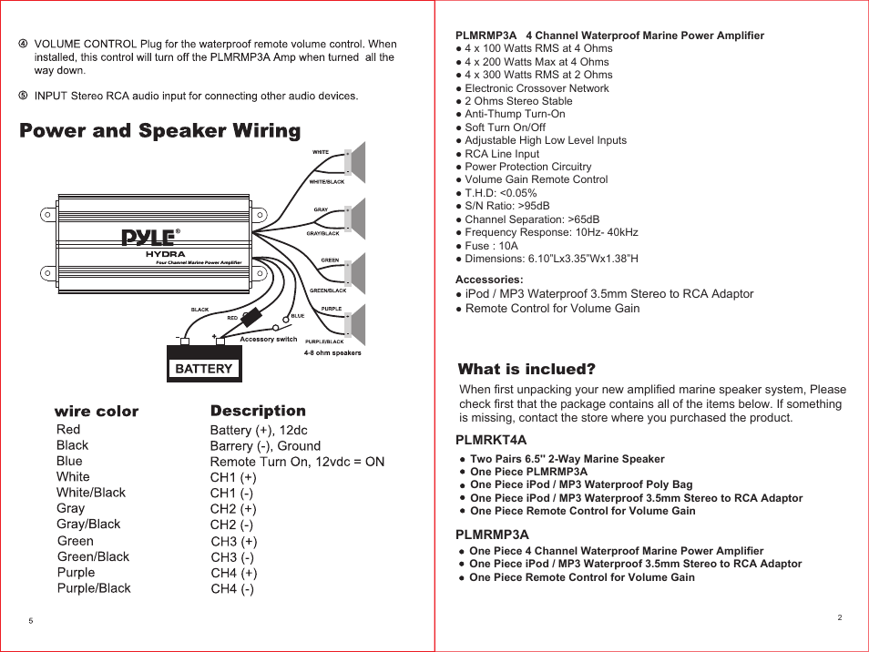 What is inclued | PYLE Audio PYLE HYDRA PLMRMP3A User Manual | Page 3 / 4