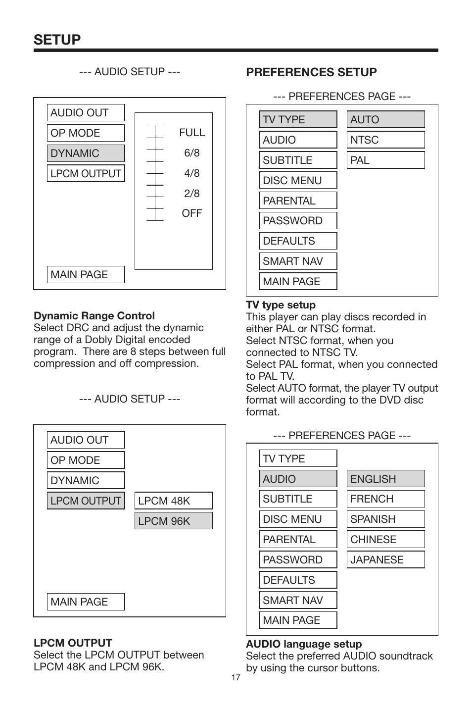 Setup | PYLE Audio PLDVD130 User Manual | Page 17 / 20