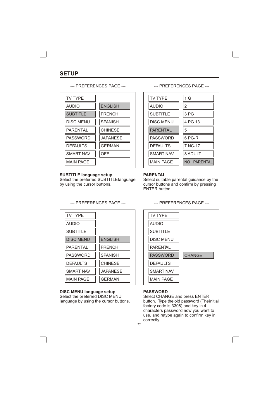 Т³гж 27, Setup | PYLE Audio PLDVD65IN User Manual | Page 27 / 33