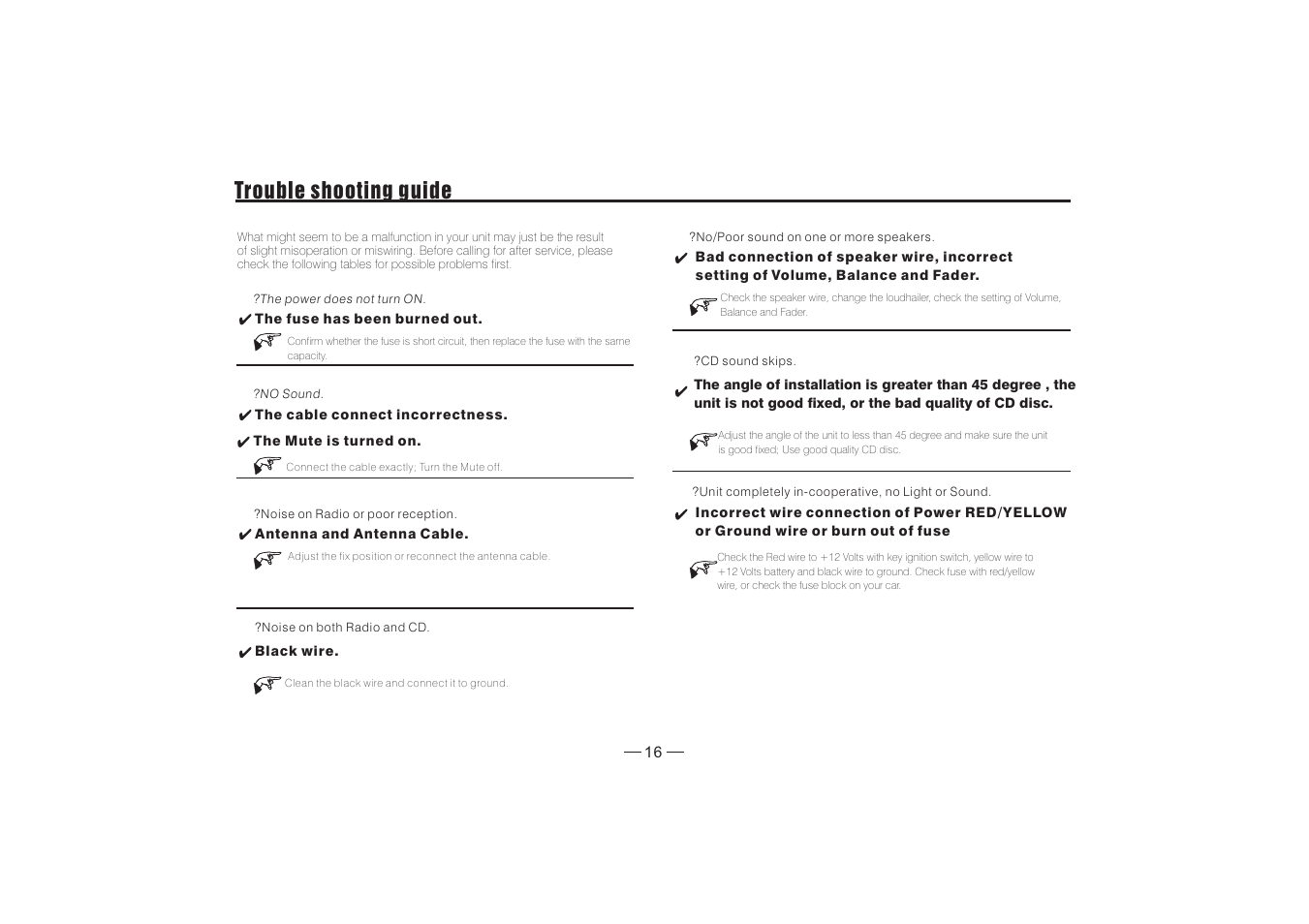 Trouble shooting guide | PYLE Audio PLD3MU User Manual | Page 17 / 18