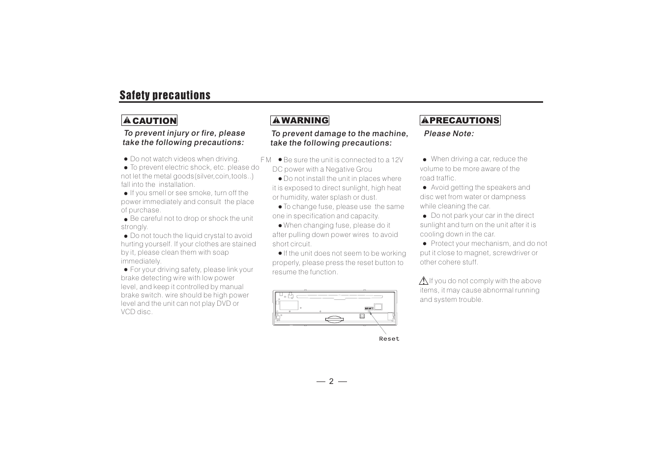 Safety precautions | PYLE Audio PLD3MU User Manual | Page 3 / 18