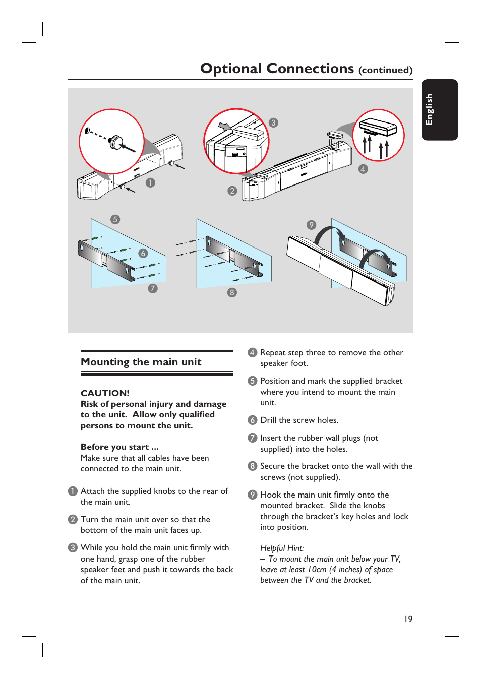 Optional connections | PYLE Audio HTS8100 User Manual | Page 19 / 55