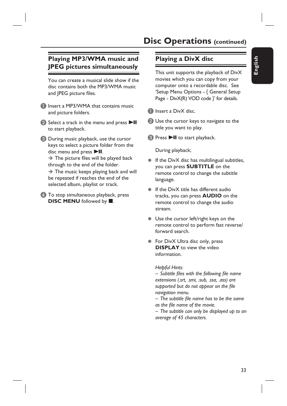 Disc operations | PYLE Audio HTS8100 User Manual | Page 33 / 55