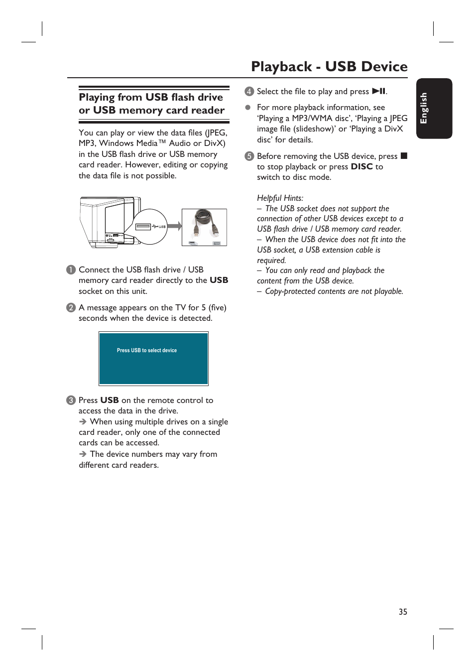 Playback - usb device | PYLE Audio HTS8100 User Manual | Page 35 / 55