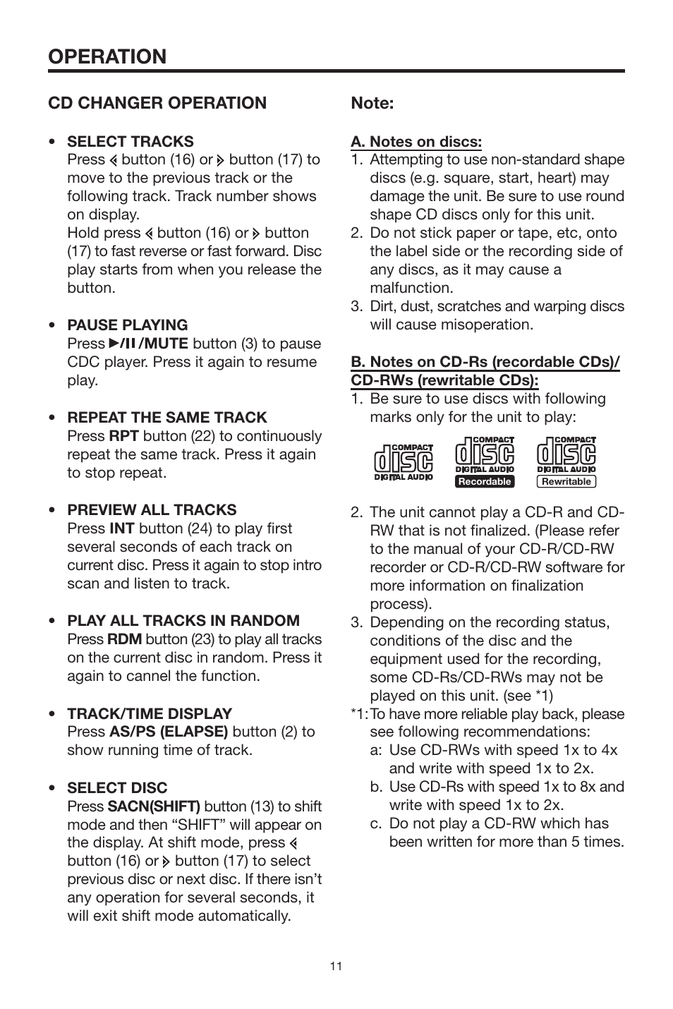 Operation | PYLE Audio PLCD15MR User Manual | Page 11 / 14