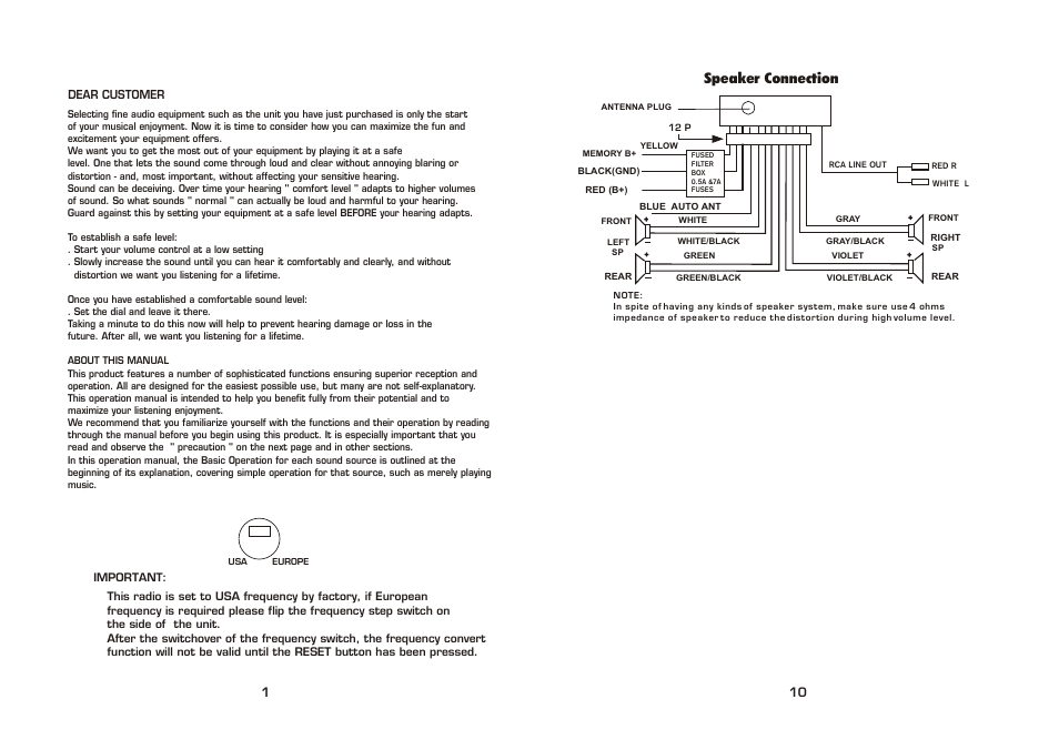 Speaker connection | PYLE Audio PLCD46 User Manual | Page 2 / 6