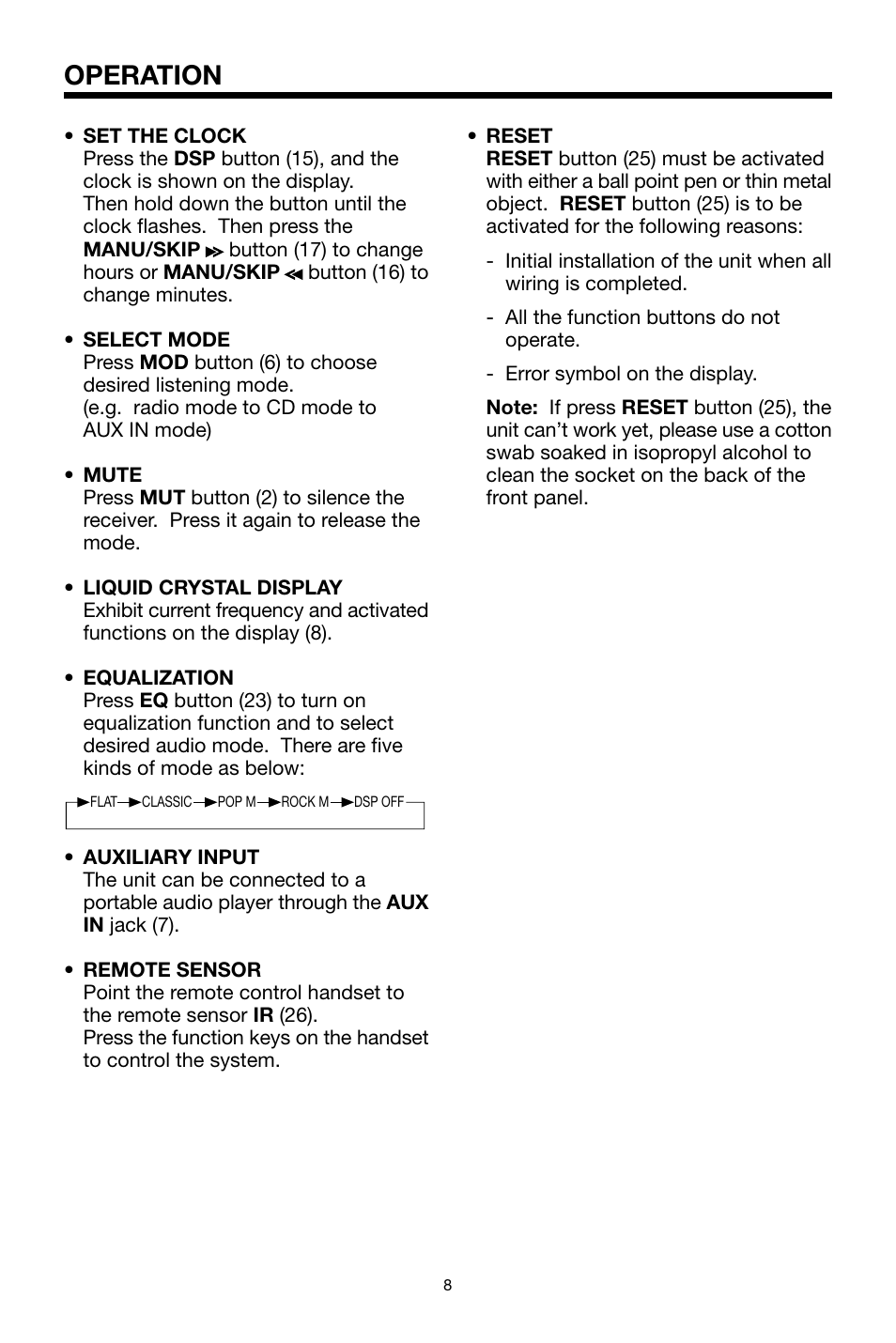 Operation | PYLE Audio PLCD69MP User Manual | Page 8 / 16