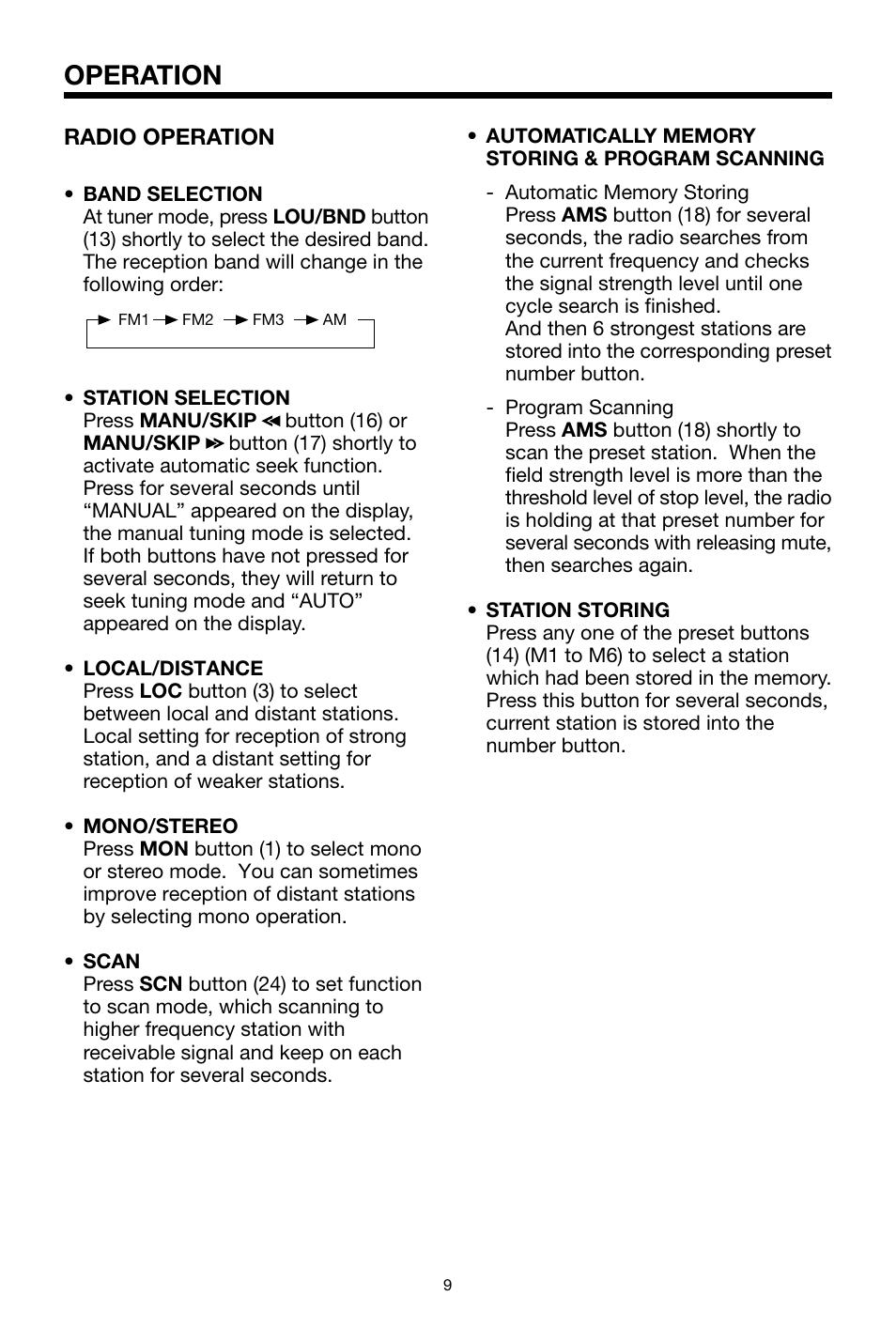 Operation, Radio operation | PYLE Audio PLCD69MP User Manual | Page 9 / 16