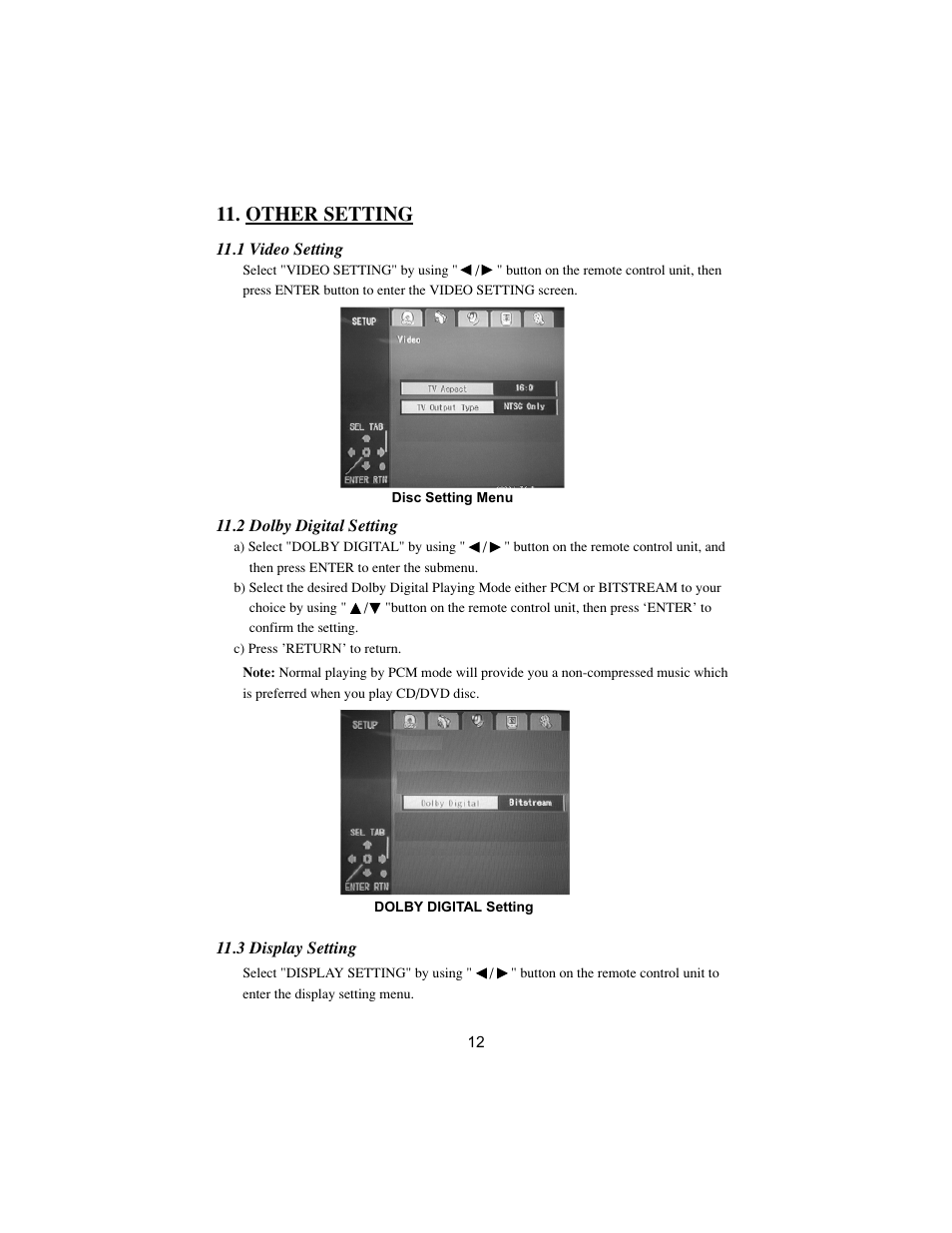 Other setting | PYLE Audio DVD User Manual | Page 12 / 15