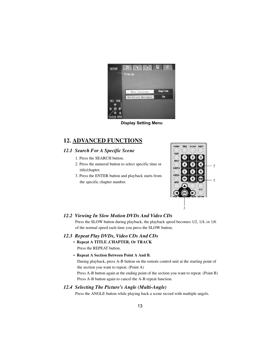Advanced functions | PYLE Audio DVD User Manual | Page 13 / 15