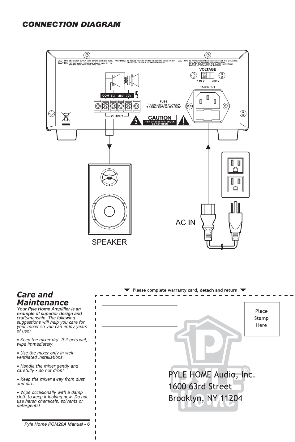 Connection diagram | PYLE Audio PCM20A User Manual | Page 7 / 8