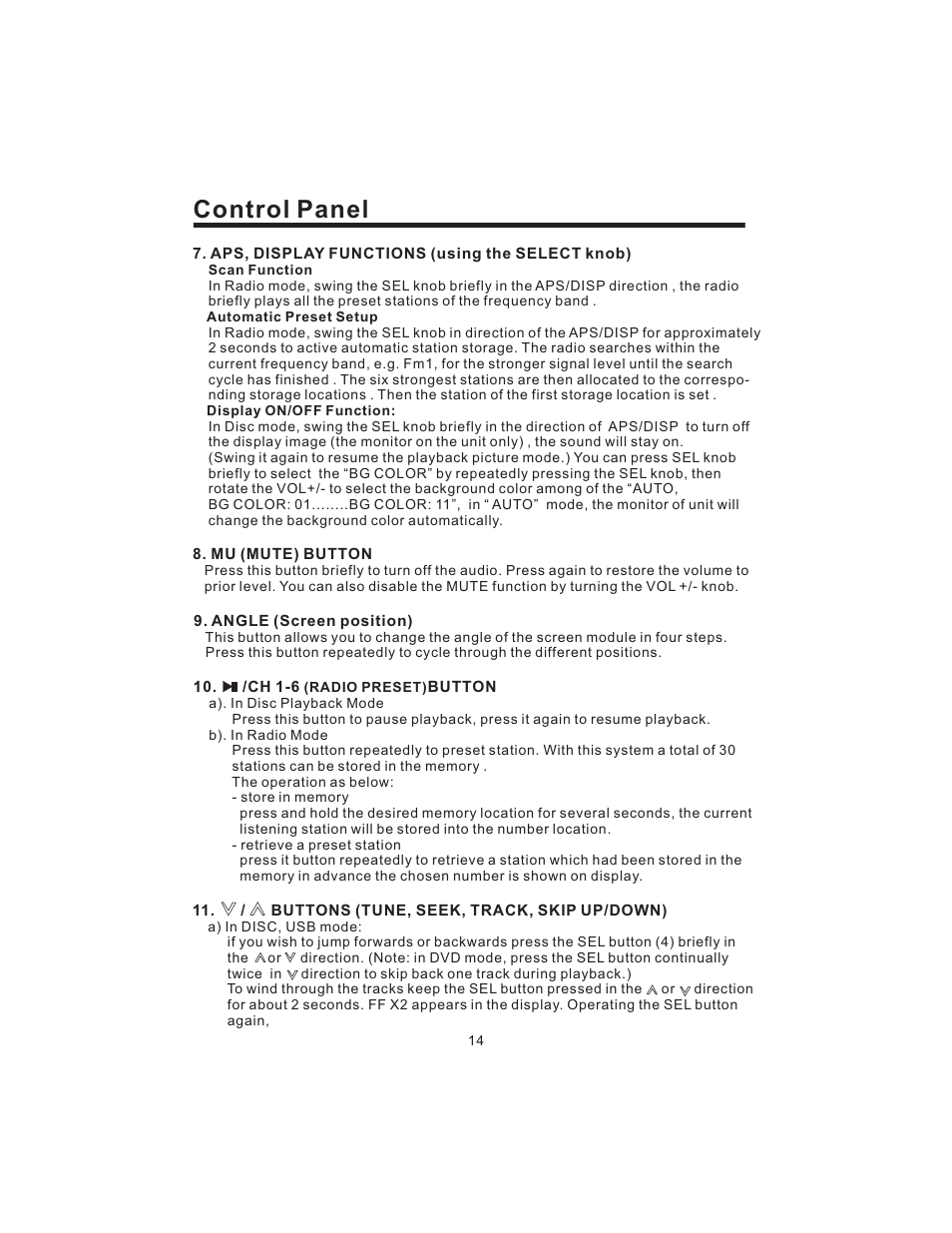 Control panel | PYLE Audio PLD43MU User Manual | Page 15 / 35