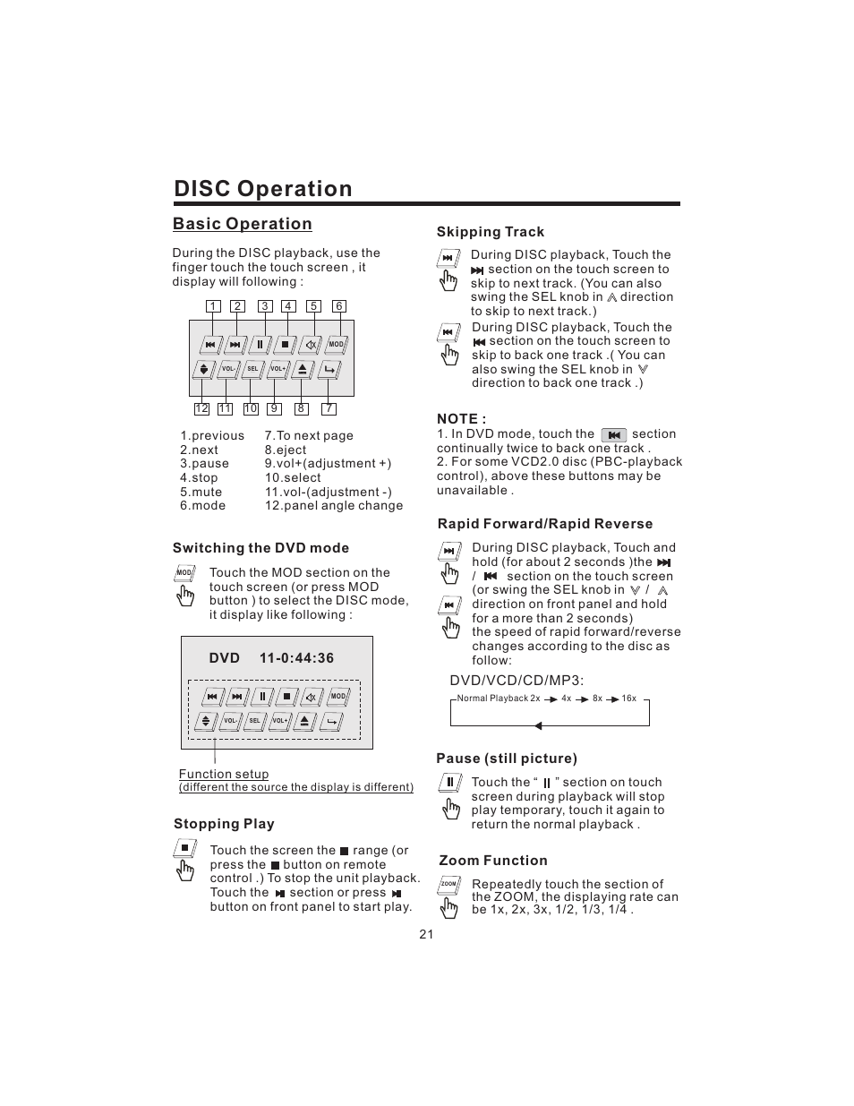 Disc operation, Basic operation | PYLE Audio PLD43MU User Manual | Page 22 / 35