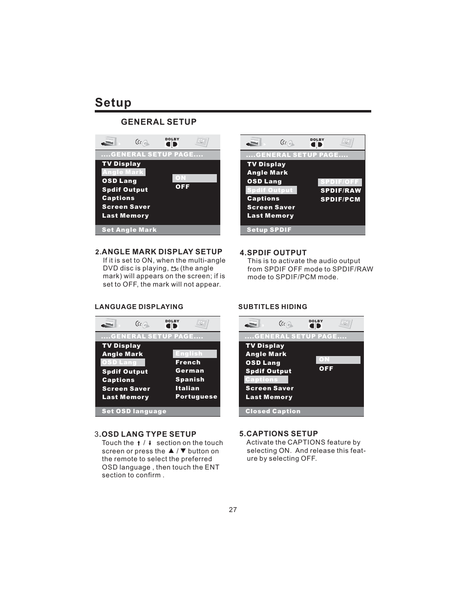 Setup, General setup | PYLE Audio PLD43MU User Manual | Page 28 / 35