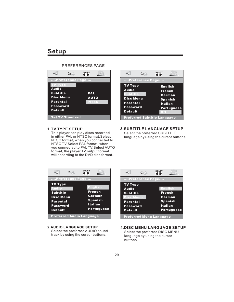 Setup | PYLE Audio PLD43MU User Manual | Page 30 / 35