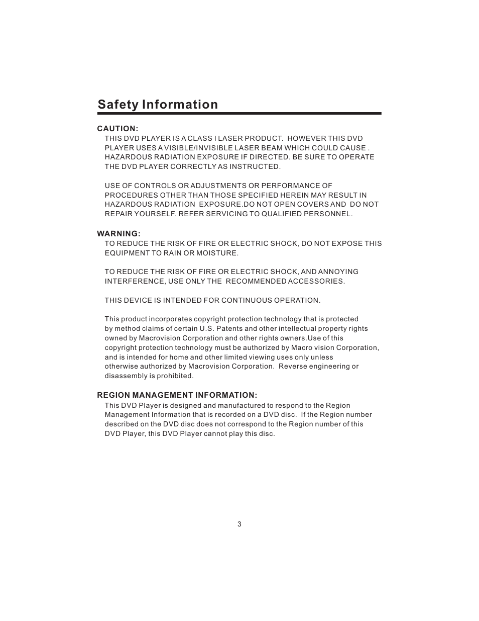 Safety information | PYLE Audio PLD43MU User Manual | Page 4 / 35