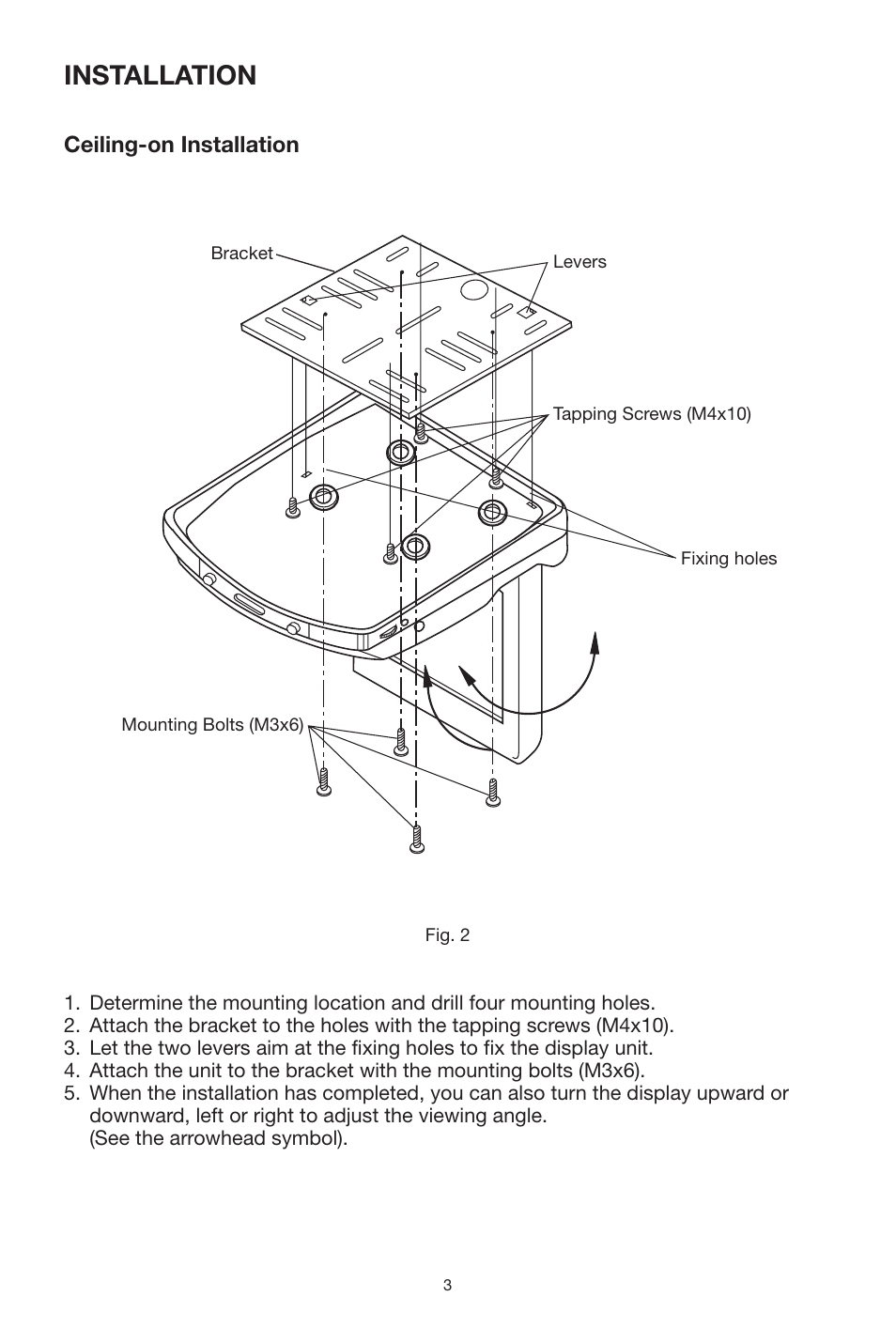 Installation, Ceiling-on installation | PYLE Audio View Series PLVRL6400 User Manual | Page 3 / 8