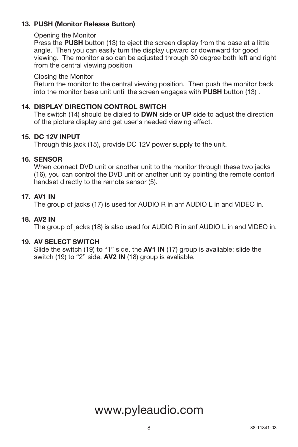PYLE Audio View Series PLVRL6400 User Manual | Page 8 / 8