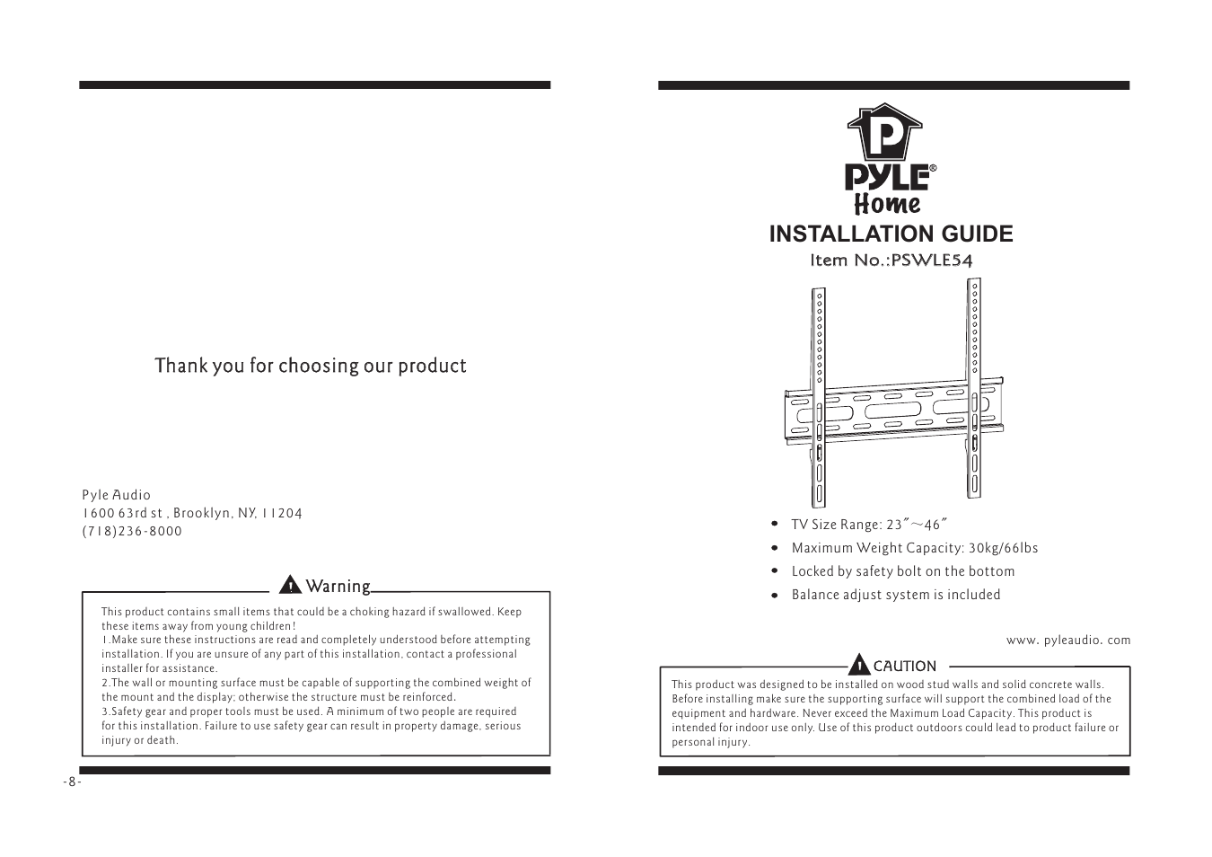 PYLE Audio PSWLE54 User Manual | 4 pages