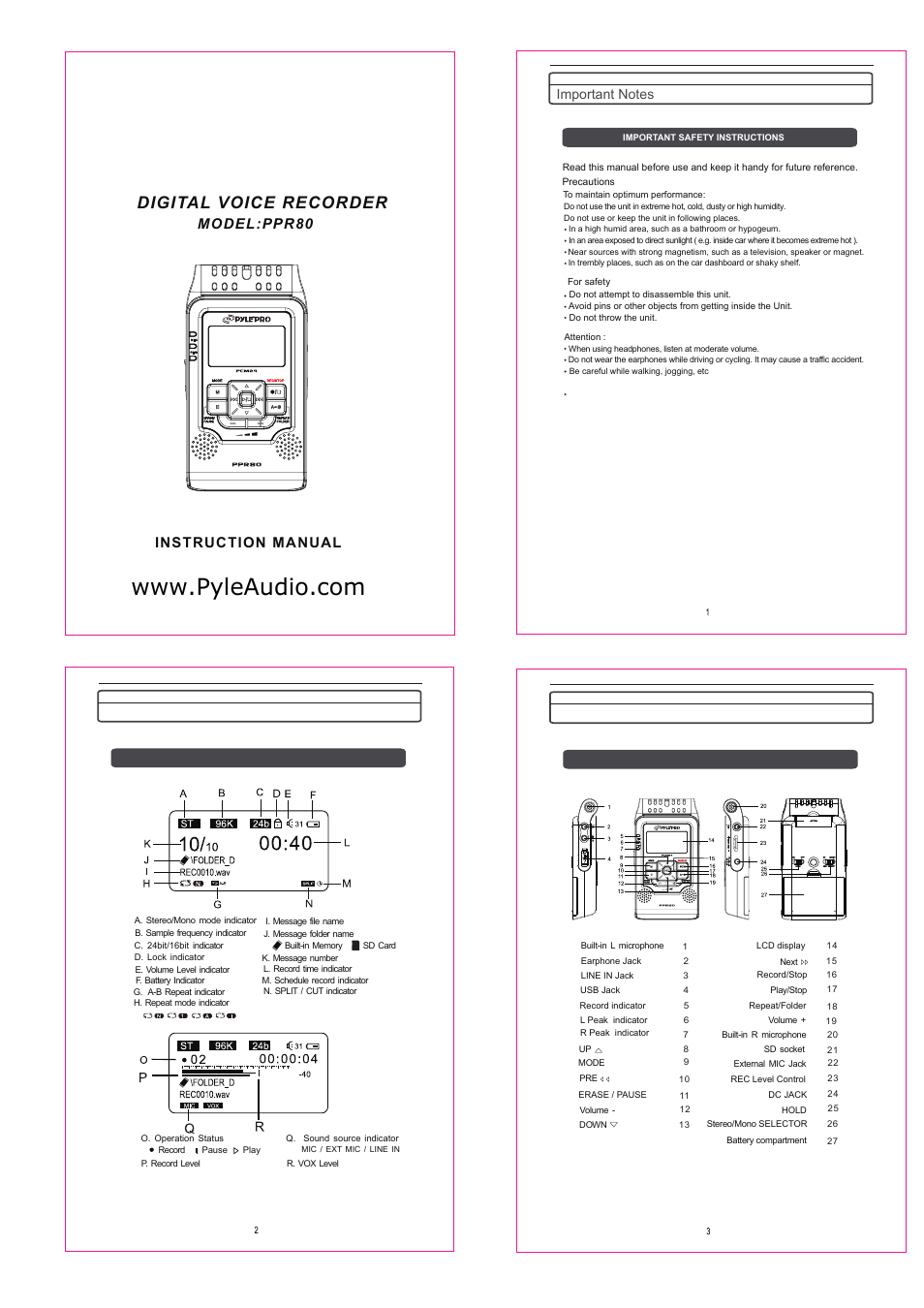 PYLE Audio PPR80 User Manual | 4 pages