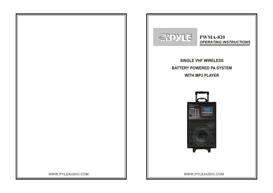 PYLE Audio PWMA820 User Manual | 8 pages