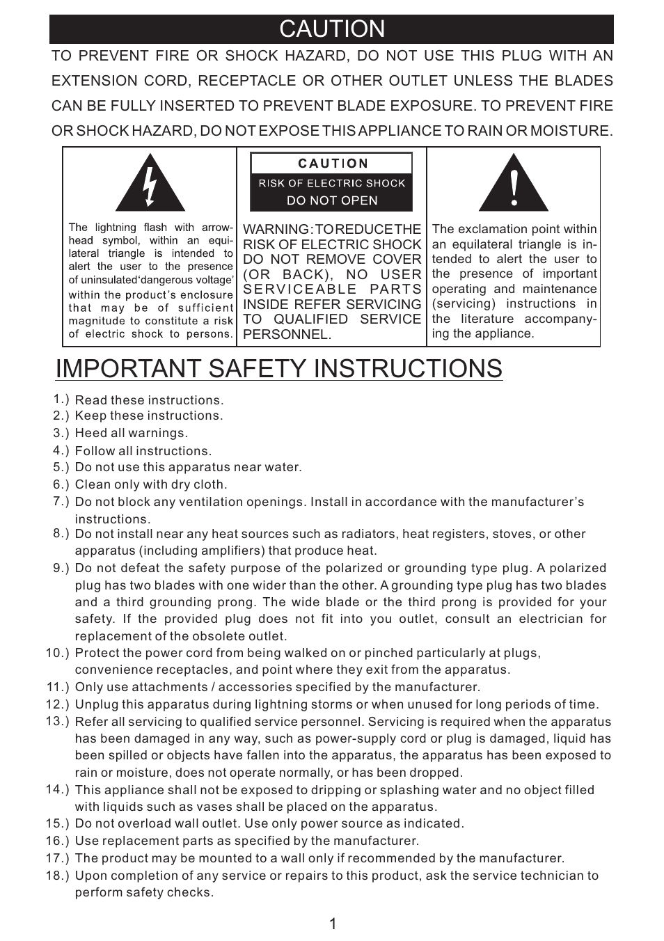 Important safety instructions, Caution | PYLE Audio PNGTT1 User Manual | Page 2 / 16