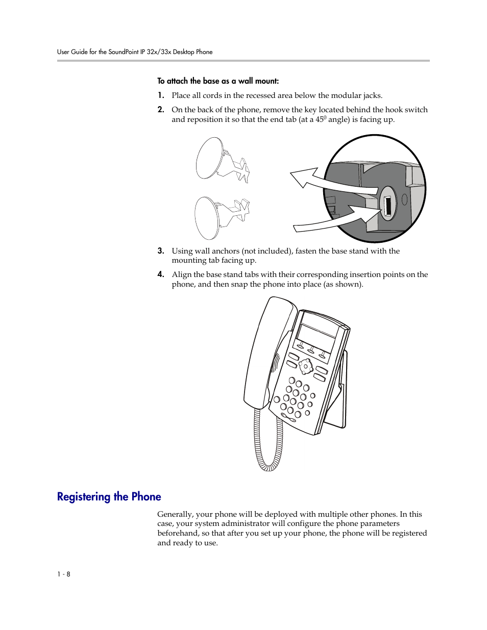 Registering the phone, Registering the phone –8 | PYLE Audio SOUNDPOINT IP SIP 3.2.1 User Manual | Page 16 / 96