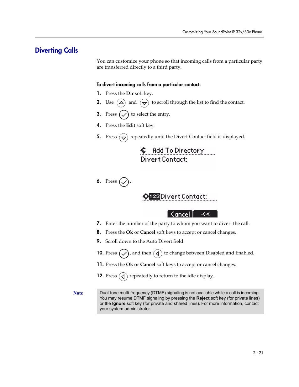 Diverting calls, Diverting calls –20 | PYLE Audio SOUNDPOINT IP SIP 3.2.1 User Manual | Page 43 / 96