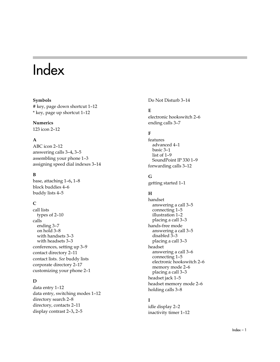 Index | PYLE Audio SOUNDPOINT IP SIP 3.2.1 User Manual | Page 89 / 96
