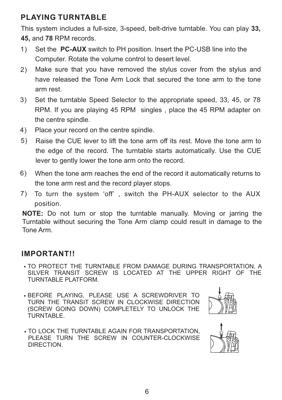 PYLE Audio PYLEPRO VINTAGE PVNTT6UM User Manual | Page 7 / 16