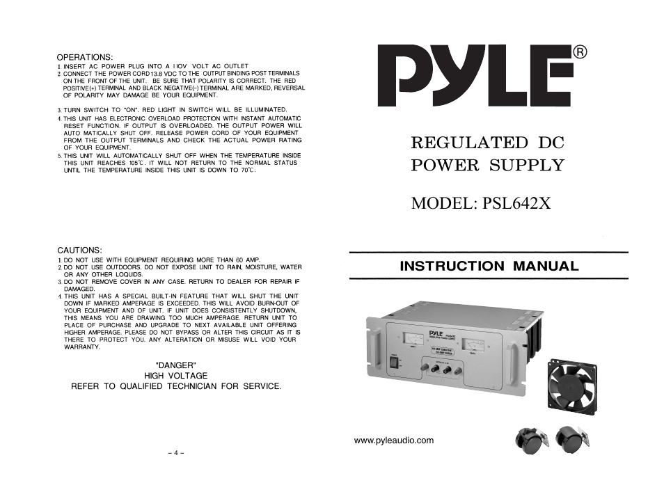 PYLE Audio PSL642X User Manual | 2 pages