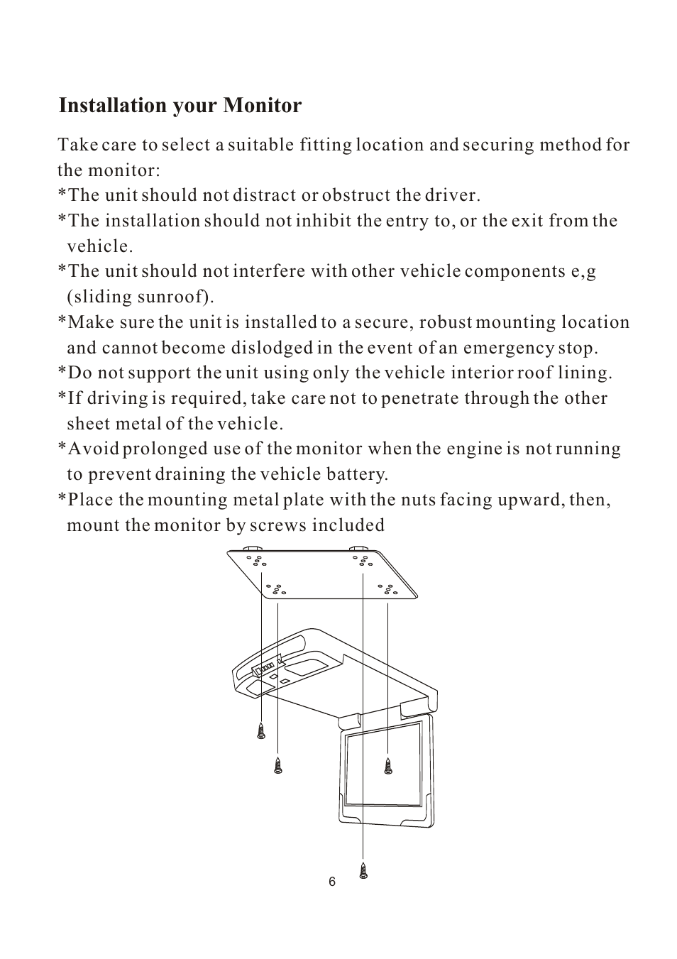 Installation your monitor | PYLE Audio PLVW1770IR User Manual | Page 7 / 11