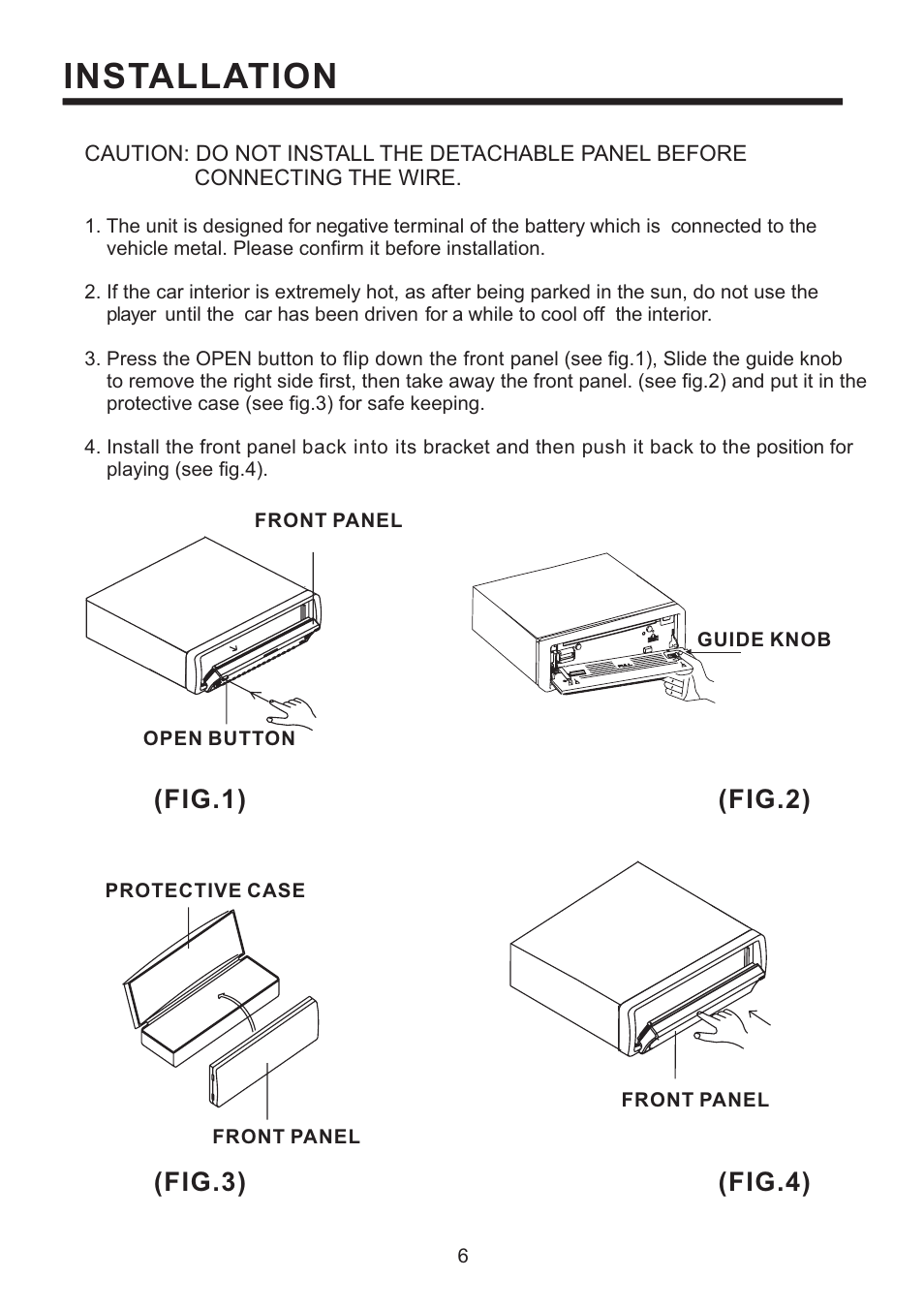 Installation, Fig.3) (fig.4) (fig.2), Fig.1) | PYLE Audio PLD193T User Manual | Page 7 / 24
