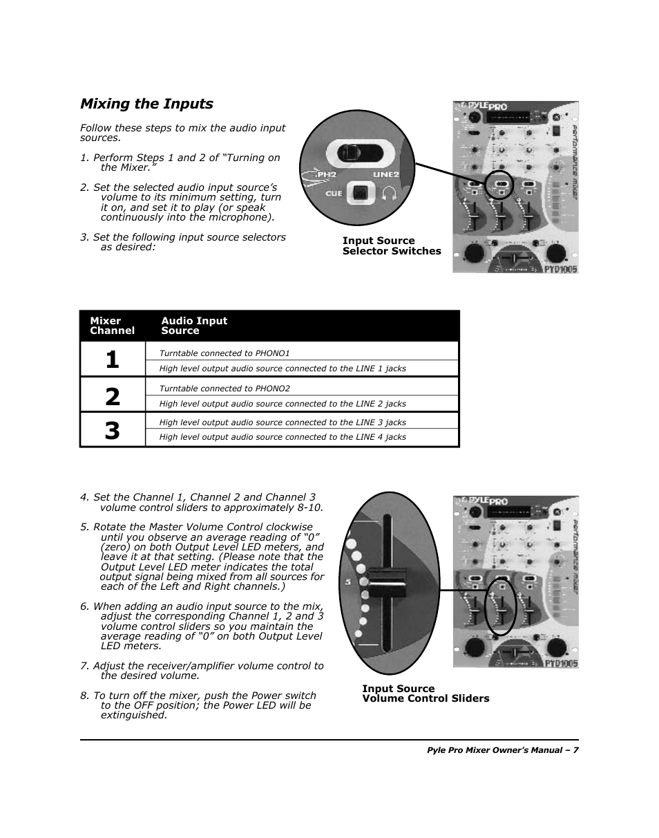 Mixing the inputs | PYLE Audio PYD-1005 User Manual | Page 9 / 15