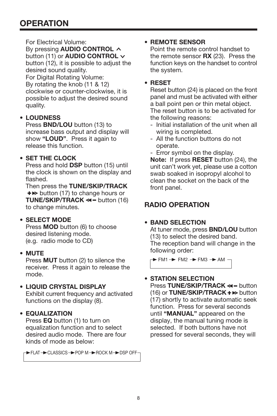 Operation, Radio operation | PYLE Audio PLCD67 User Manual | Page 8 / 12
