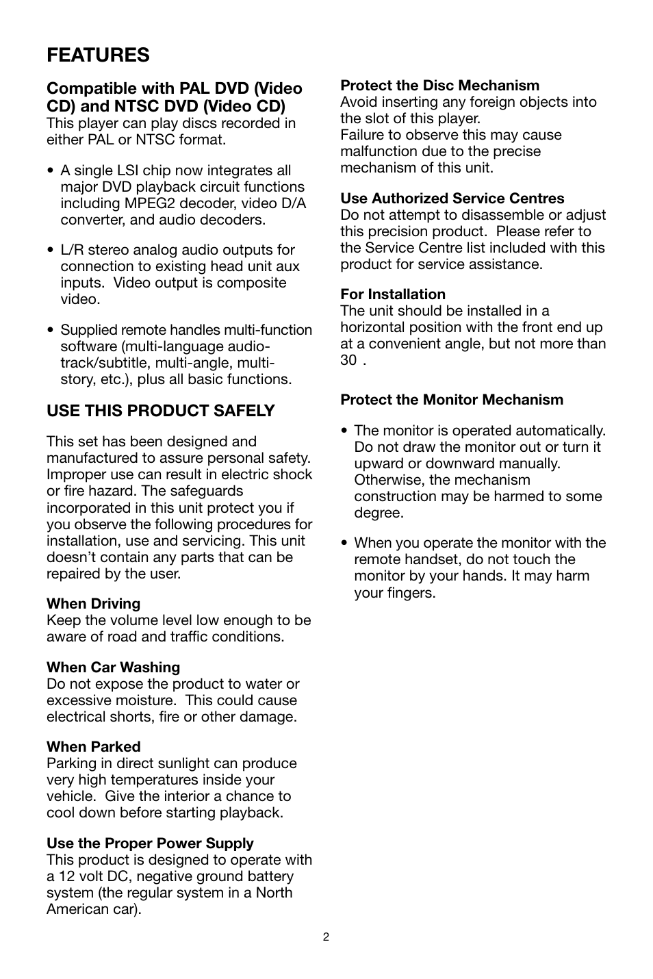 Features | PYLE Audio PLTVRDIN65 User Manual | Page 2 / 32