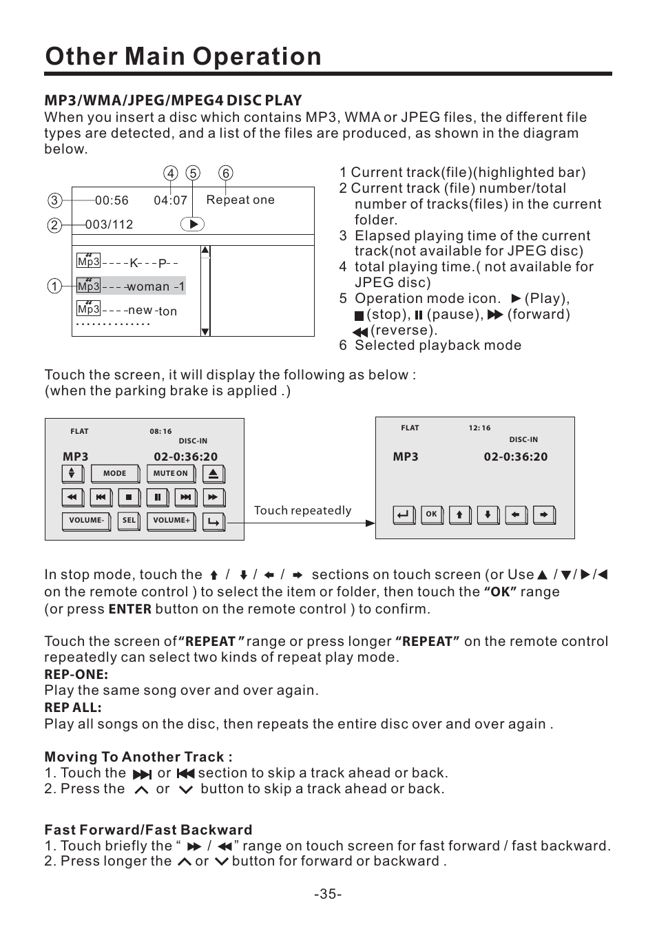 Other main operation, Mp3/wma/jpeg/mpeg4 disc play | PYLE Audio PLD71MU User Manual | Page 36 / 38