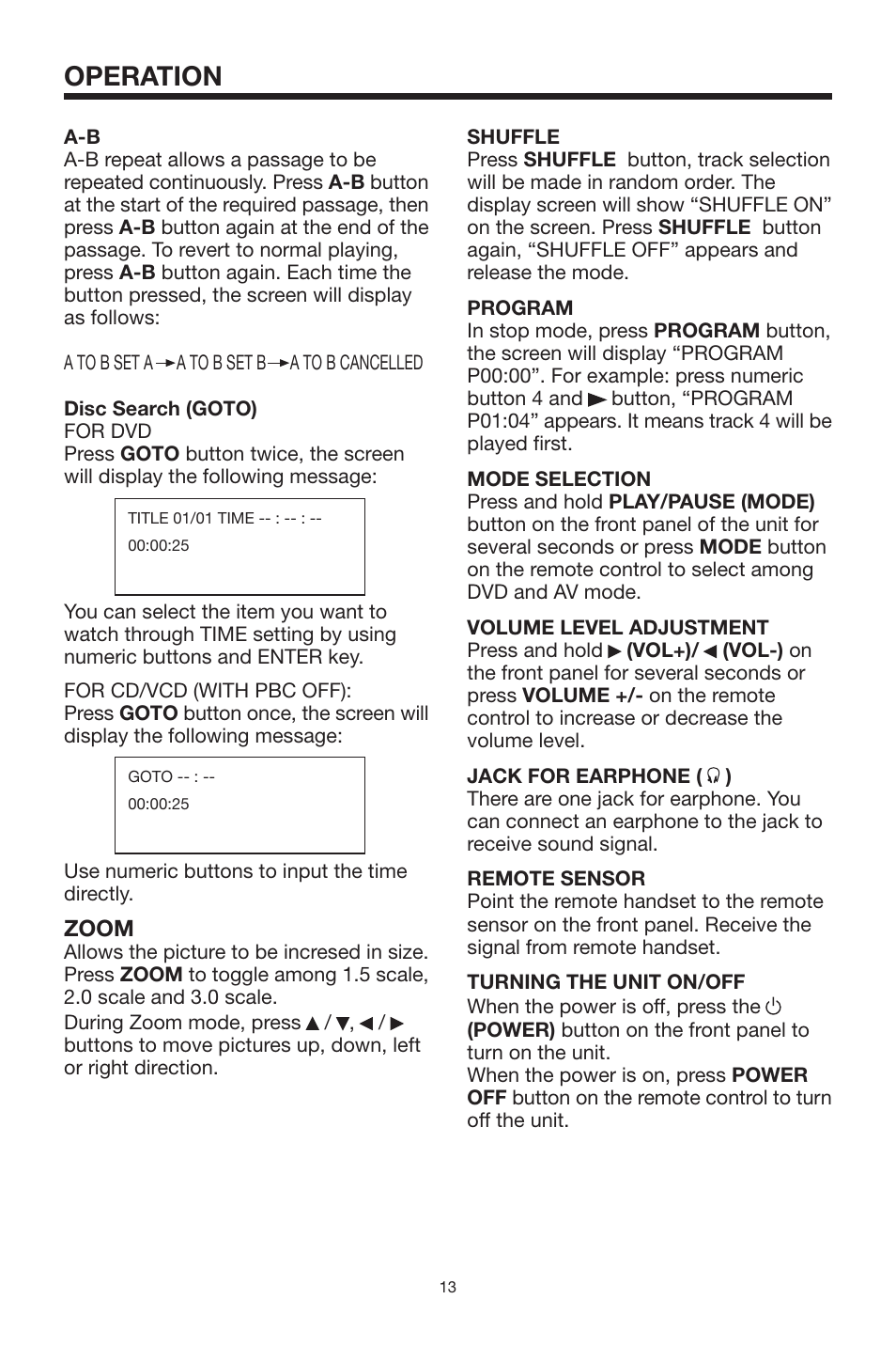 Operation, Zoom | PYLE Audio PLMDR7 User Manual | Page 13 / 25